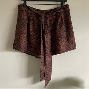 MAJORELLE Leopard Print Brown Shorts